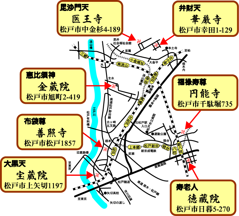 松戸七福神めぐりマップ